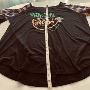 Mardi Gras Women's Long Sleeve Top - Black and Multicolor